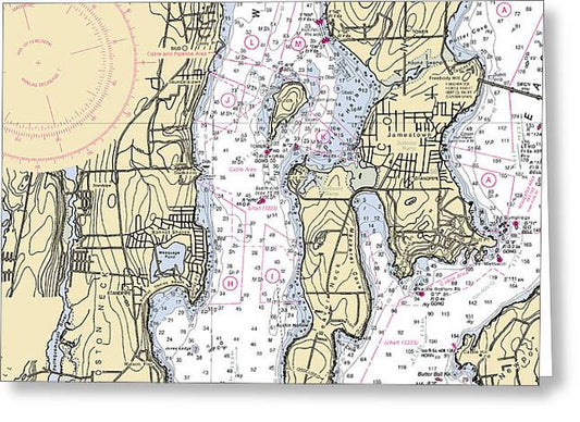 West Passage-rhode Island Nautical Chart - Greeting Card