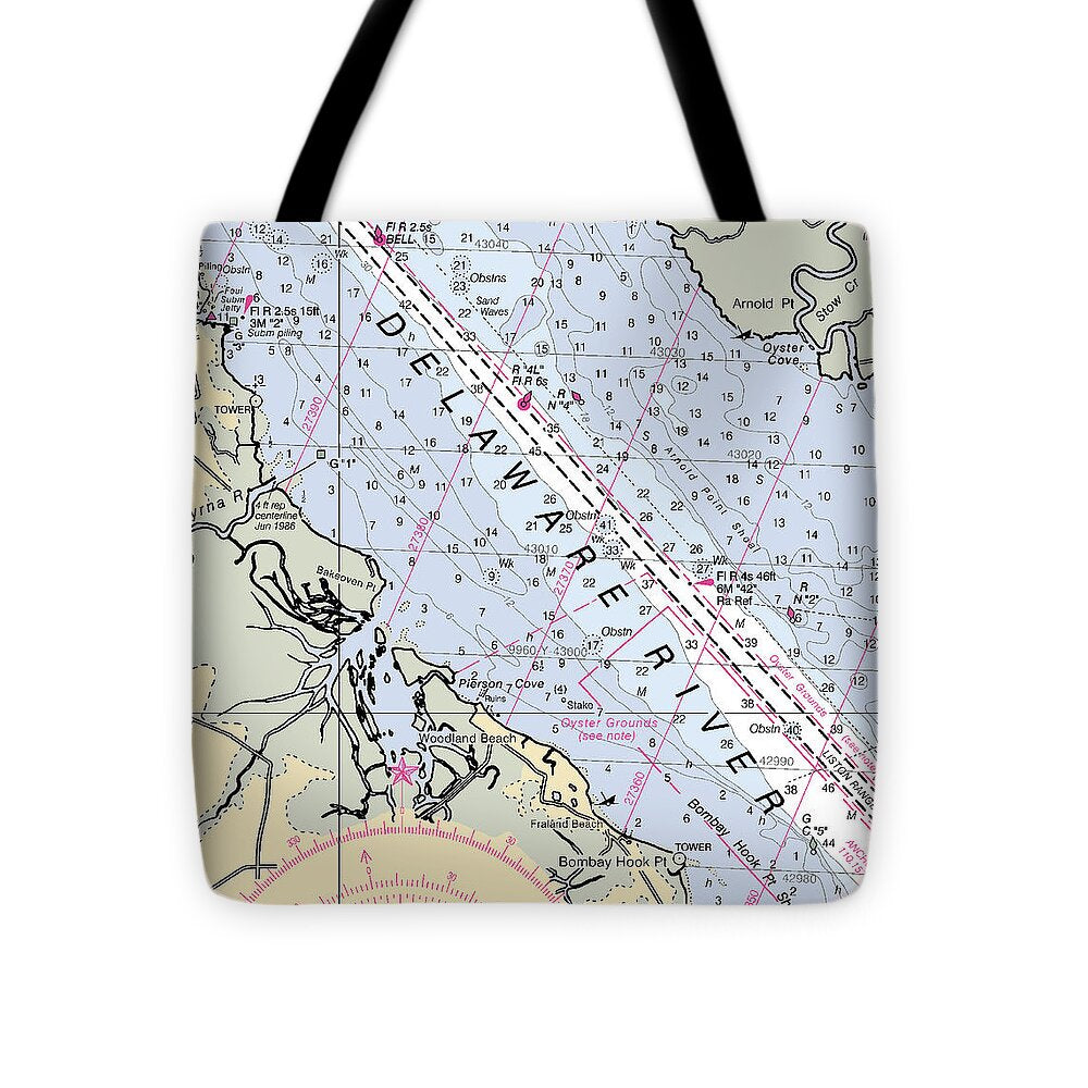 Woodland Beach-delaware Nautical Chart - Tote Bag