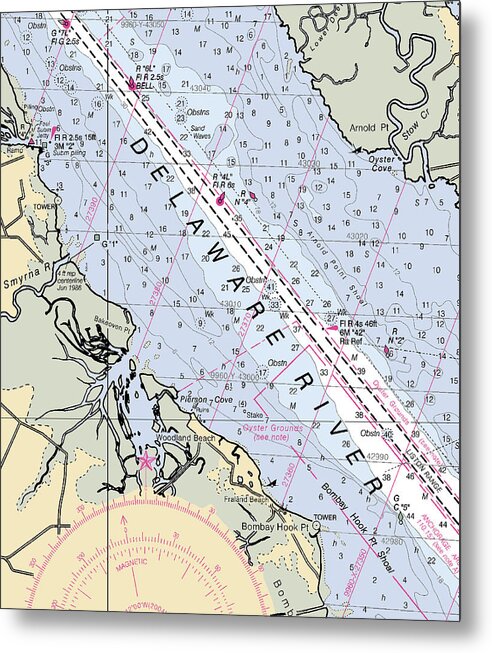 Woodland Beach-delaware Nautical Chart - Metal Print