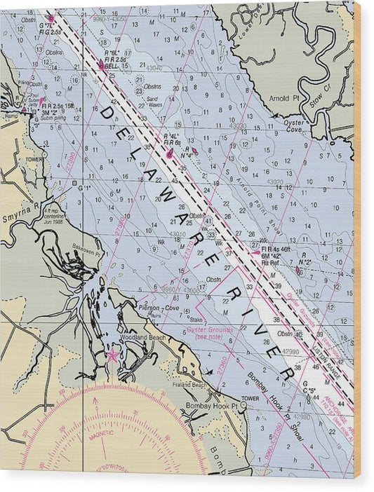 Woodland Beach-delaware Nautical Chart - Wood Print