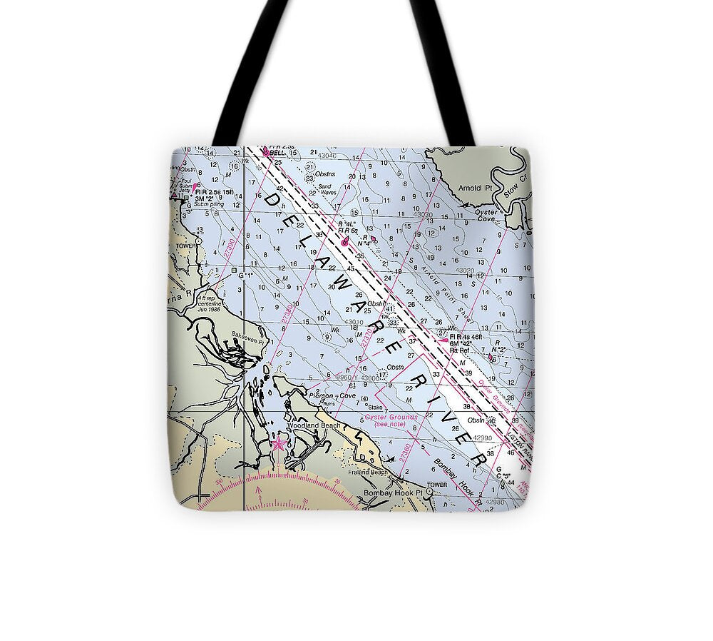Woodland Beach-delaware Nautical Chart - Tote Bag