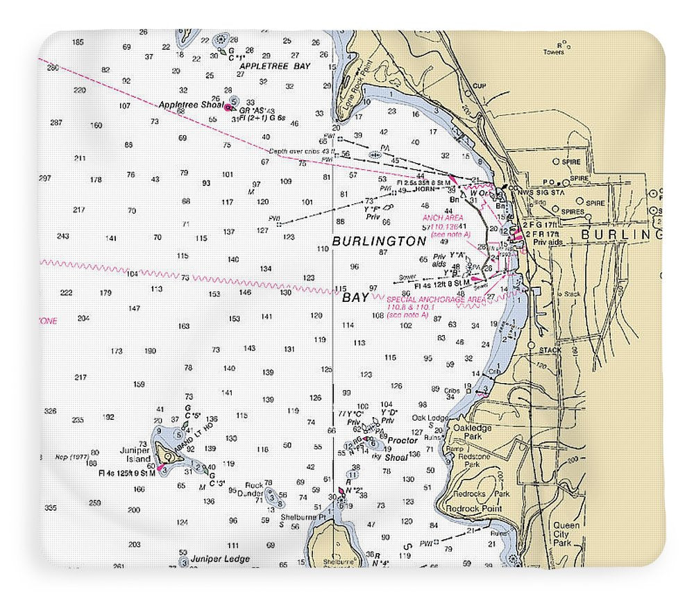 Burlington-lake Champlain  Nautical Chart - Blanket