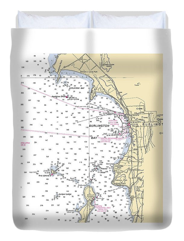 Burlington-lake Champlain  Nautical Chart - Duvet Cover