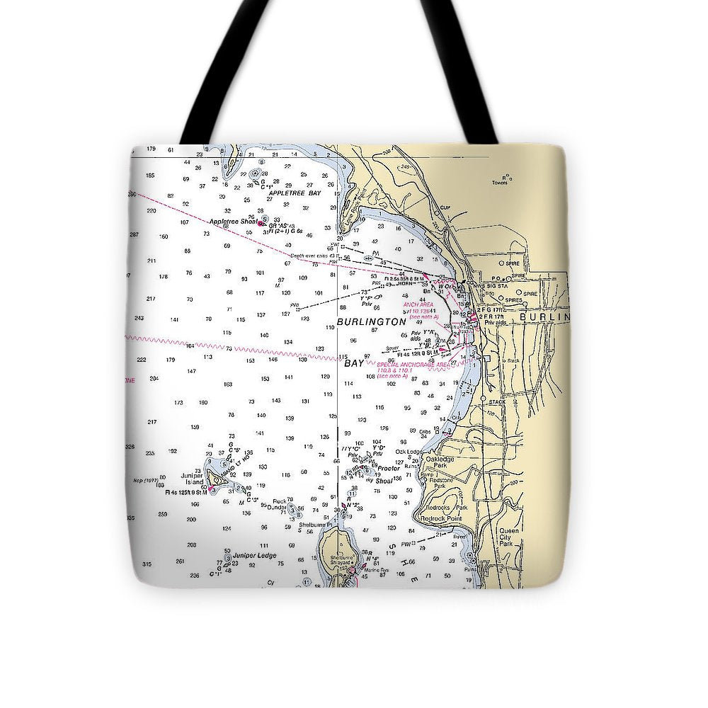 Burlington-lake Champlain  Nautical Chart - Tote Bag