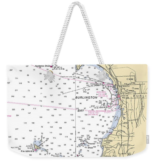 Burlington-lake Champlain  Nautical Chart - Weekender Tote Bag