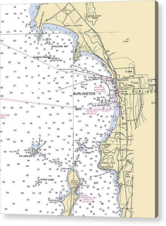 Burlington-Lake Champlain  Nautical Chart  Acrylic Print