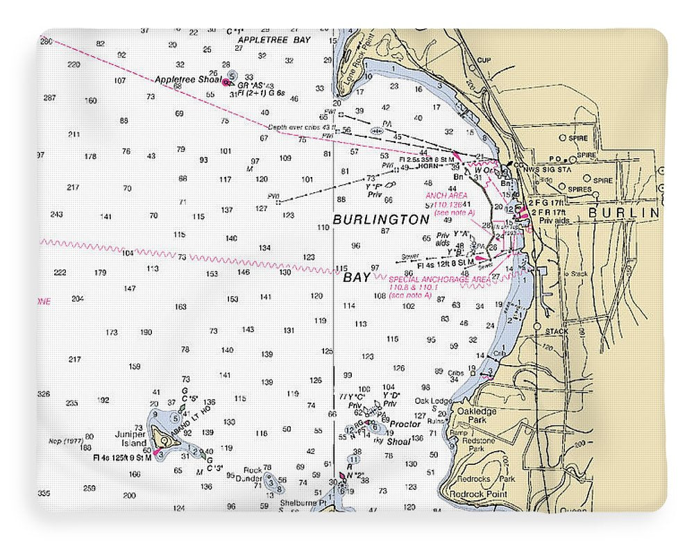 Burlington-lake Champlain  Nautical Chart - Blanket