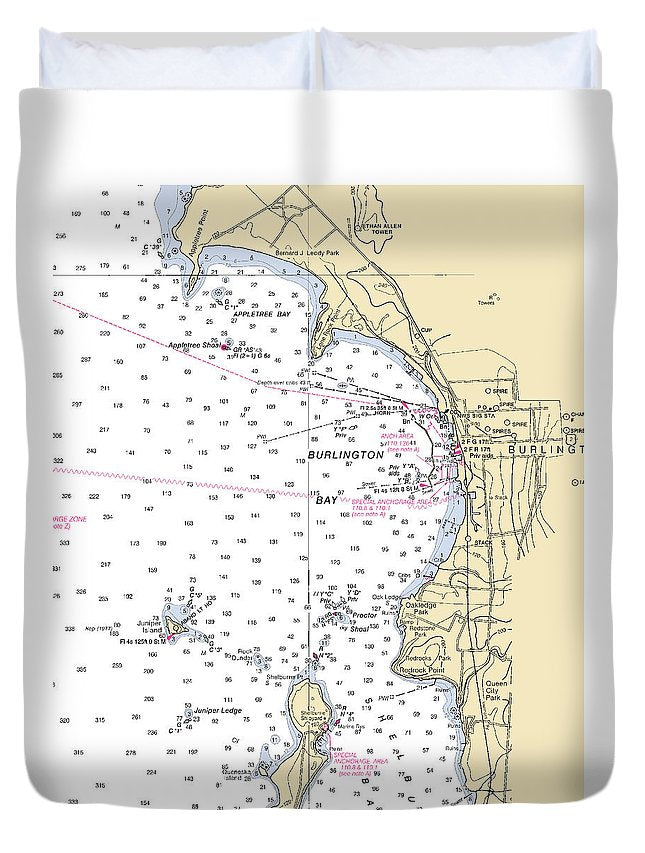 Burlington-lake Champlain  Nautical Chart - Duvet Cover