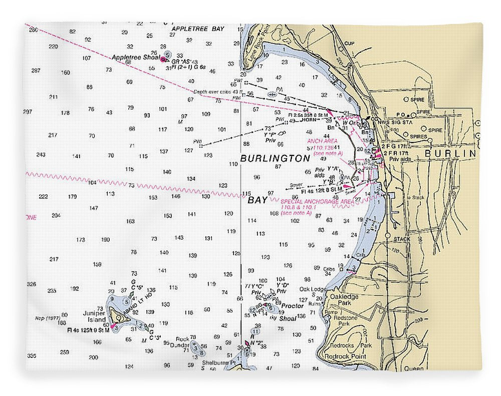 Burlington-lake Champlain  Nautical Chart - Blanket