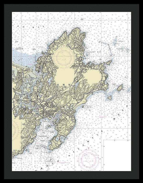 Cape Ann Massachusetts Nautical Chart - Framed Print