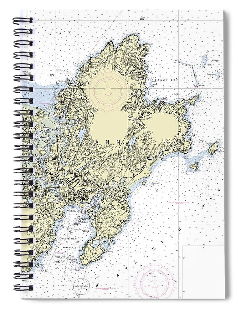 Cape Ann Massachusetts Nautical Chart Spiral Notebook