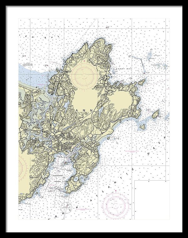 Cape Ann Massachusetts Nautical Chart - Framed Print