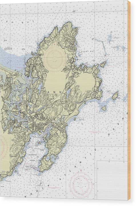 Cape Ann Massachusetts Nautical Chart Wood Print