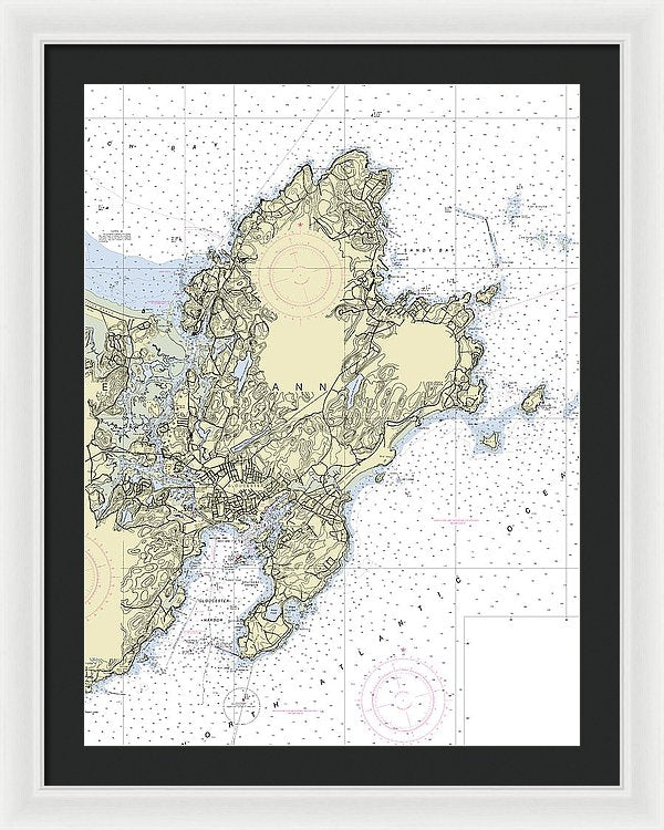 Cape Ann Massachusetts Nautical Chart - Framed Print