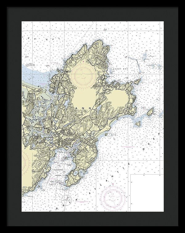 Cape Ann Massachusetts Nautical Chart - Framed Print