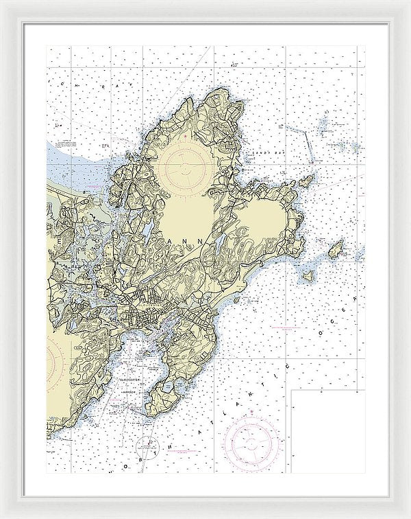 Cape Ann Massachusetts Nautical Chart - Framed Print