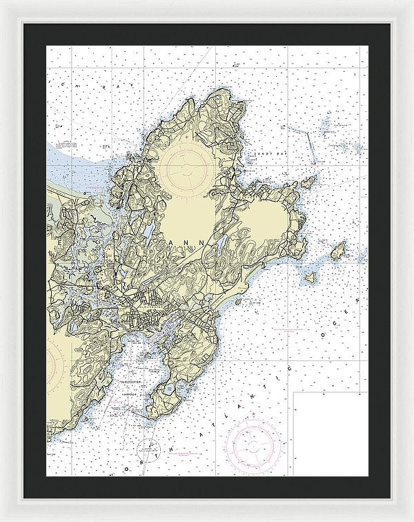 Cape Ann Massachusetts Nautical Chart - Framed Print