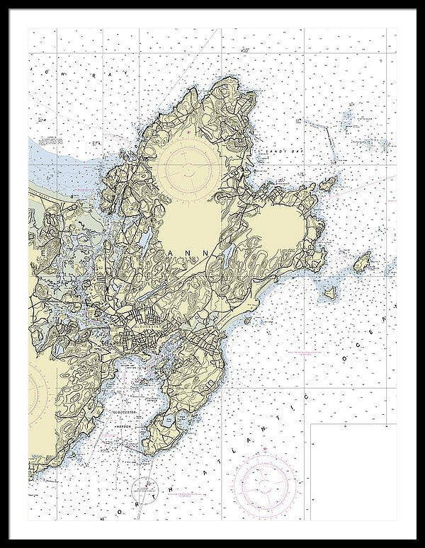 Cape Ann Massachusetts Nautical Chart - Framed Print