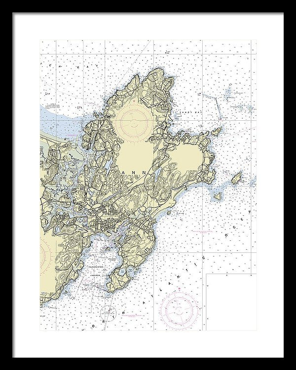 Cape Ann Massachusetts Nautical Chart - Framed Print