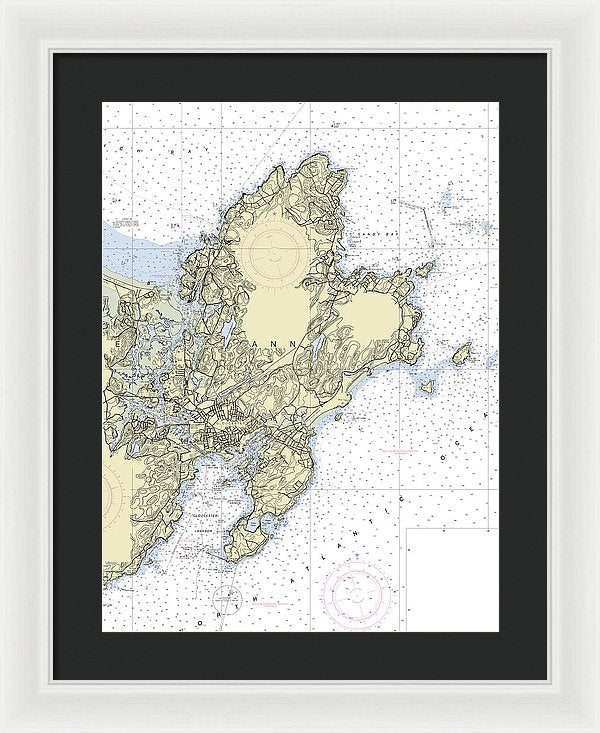 Cape Ann Massachusetts Nautical Chart - Framed Print