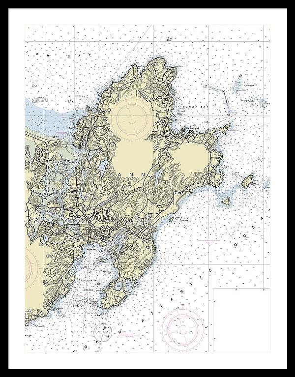 Cape Ann Massachusetts Nautical Chart - Framed Print