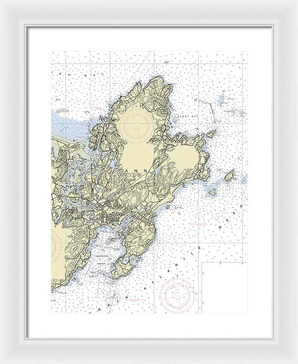 Cape Ann Massachusetts Nautical Chart - Framed Print