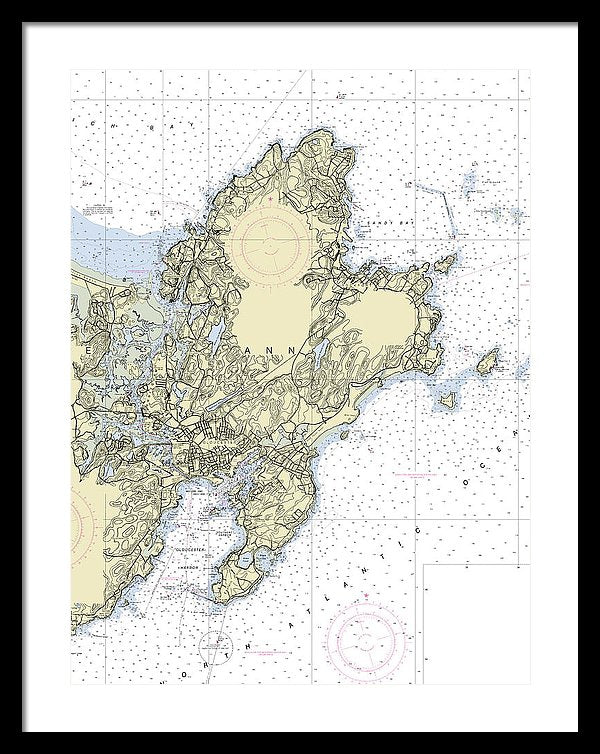 Cape Ann Massachusetts Nautical Chart - Framed Print