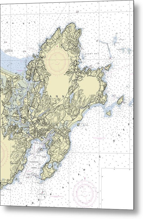 A beuatiful Metal Print of the Cape Ann Massachusetts Nautical Chart - Metal Print by SeaKoast.  100% Guarenteed!