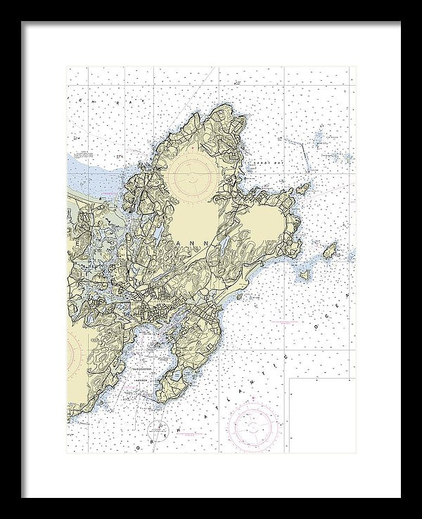 Cape Ann Massachusetts Nautical Chart - Framed Print