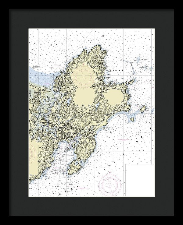 Cape Ann Massachusetts Nautical Chart - Framed Print