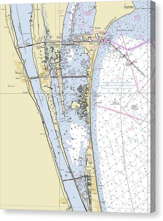 Cape Canaveral South Florida Nautical Chart Canvas Print