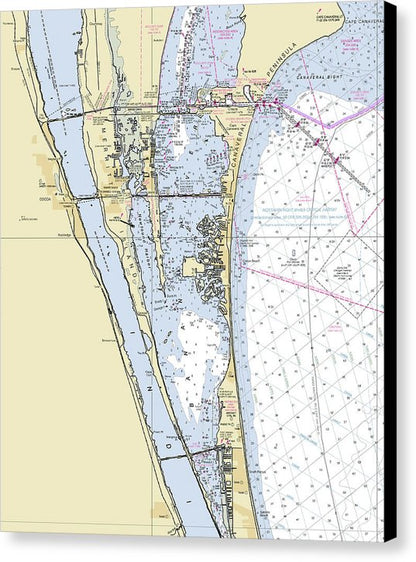 Cape Canaveral South Florida Nautical Chart – 625" x 8 – Canvas Nautical Chart Print by SeaKoast