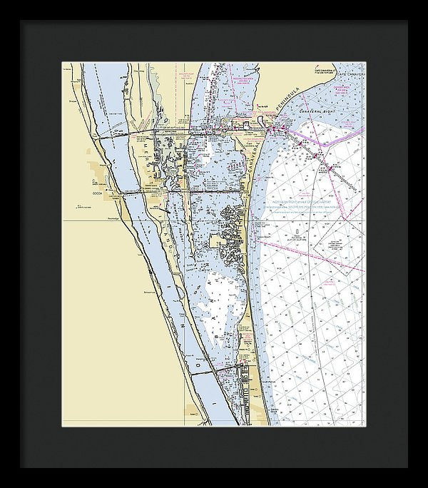 Cape Canaveral South Florida Nautical Chart - Framed Print