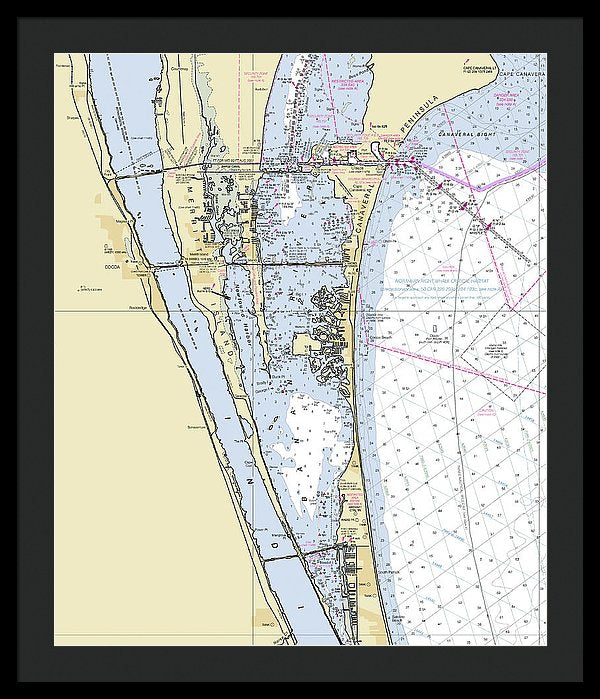 Cape Canaveral South Florida Nautical Chart - Framed Print