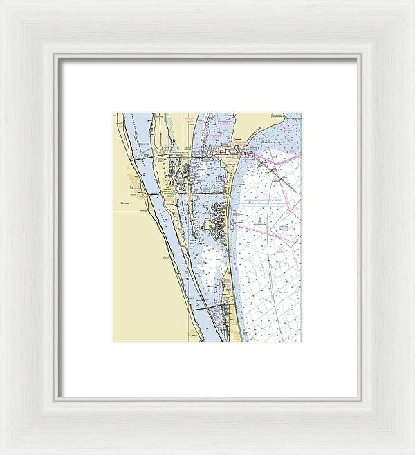 Cape Canaveral South Florida Nautical Chart - Framed Print