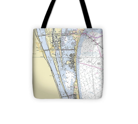 Cape Canaveral South Florida Nautical Chart Tote Bag