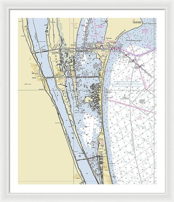 Cape Canaveral South Florida Nautical Chart - Framed Print