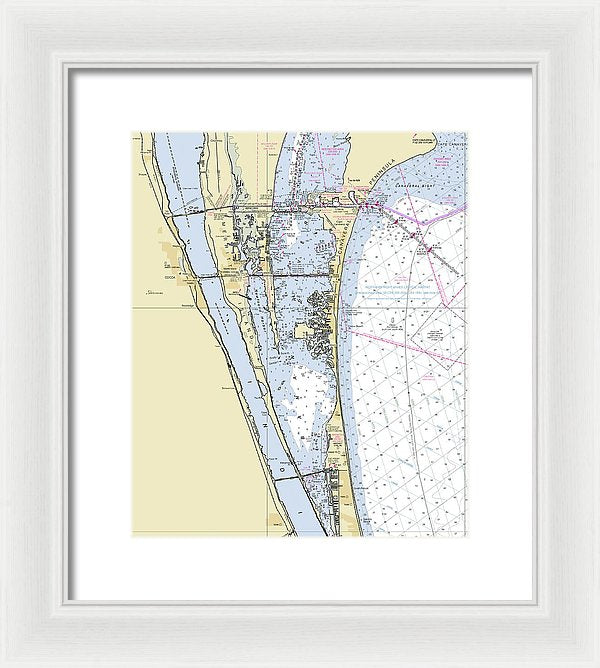 Cape Canaveral South Florida Nautical Chart - Framed Print