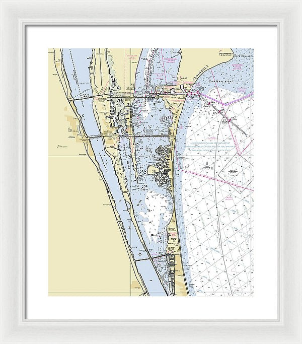 Cape Canaveral South Florida Nautical Chart - Framed Print