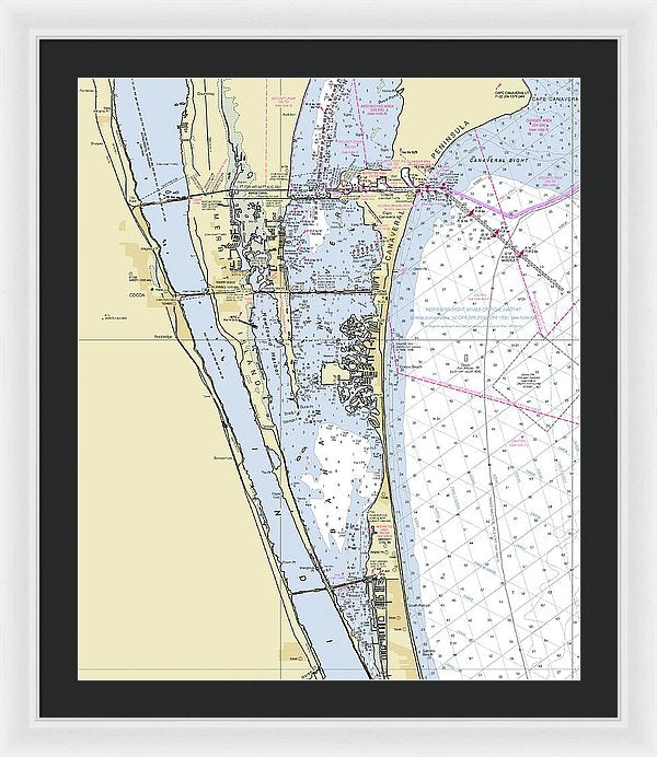 Cape Canaveral South Florida Nautical Chart - Framed Print