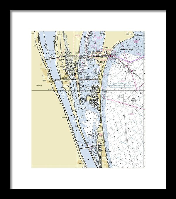 Cape Canaveral South Florida Nautical Chart - Framed Print