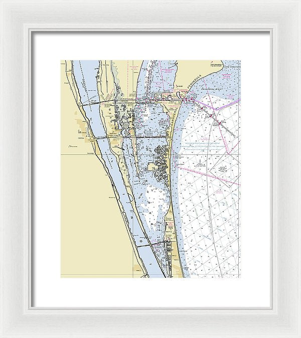 Cape Canaveral South Florida Nautical Chart - Framed Print