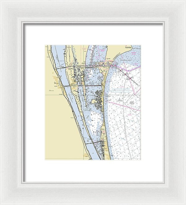 Cape Canaveral South Florida Nautical Chart - Framed Print