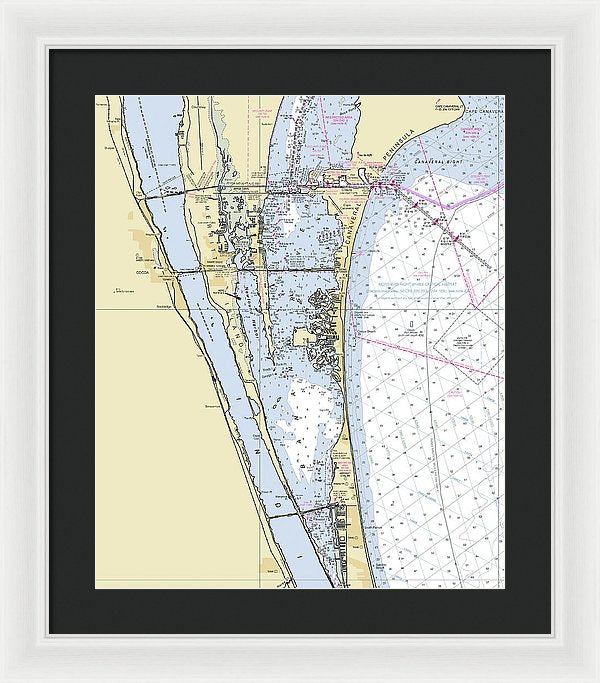 Cape Canaveral South Florida Nautical Chart - Framed Print