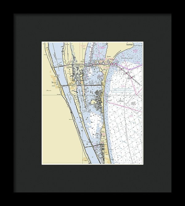 Cape Canaveral South Florida Nautical Chart - Framed Print