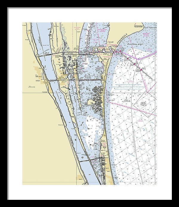 Cape Canaveral South Florida Nautical Chart - Framed Print