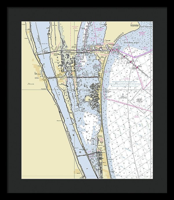 Cape Canaveral South Florida Nautical Chart - Framed Print