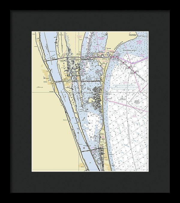 Cape Canaveral South Florida Nautical Chart - Framed Print