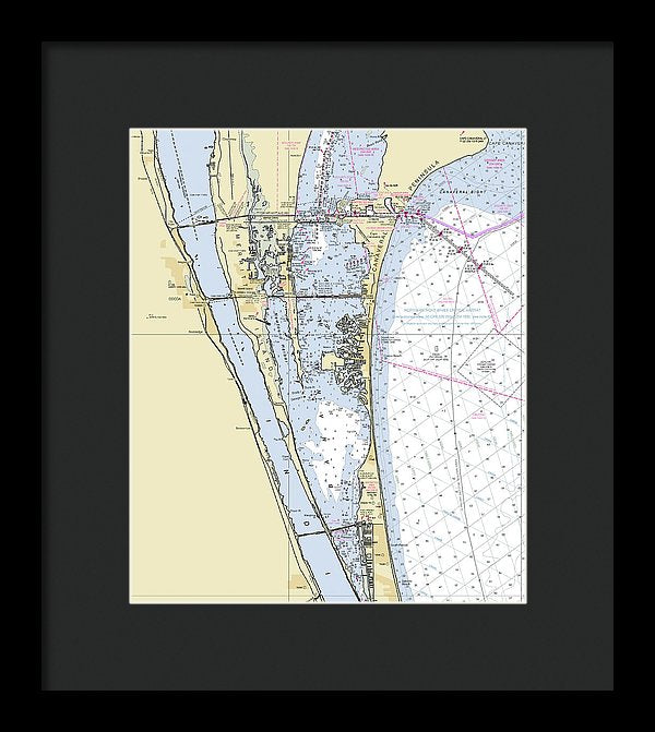 Cape Canaveral South Florida Nautical Chart - Framed Print