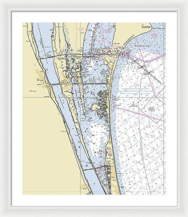 Cape Canaveral South Florida Nautical Chart - Framed Print